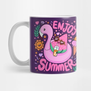 Enjoy Summer a fun summer time vacation design watermelon in a flamingo floaty Mug